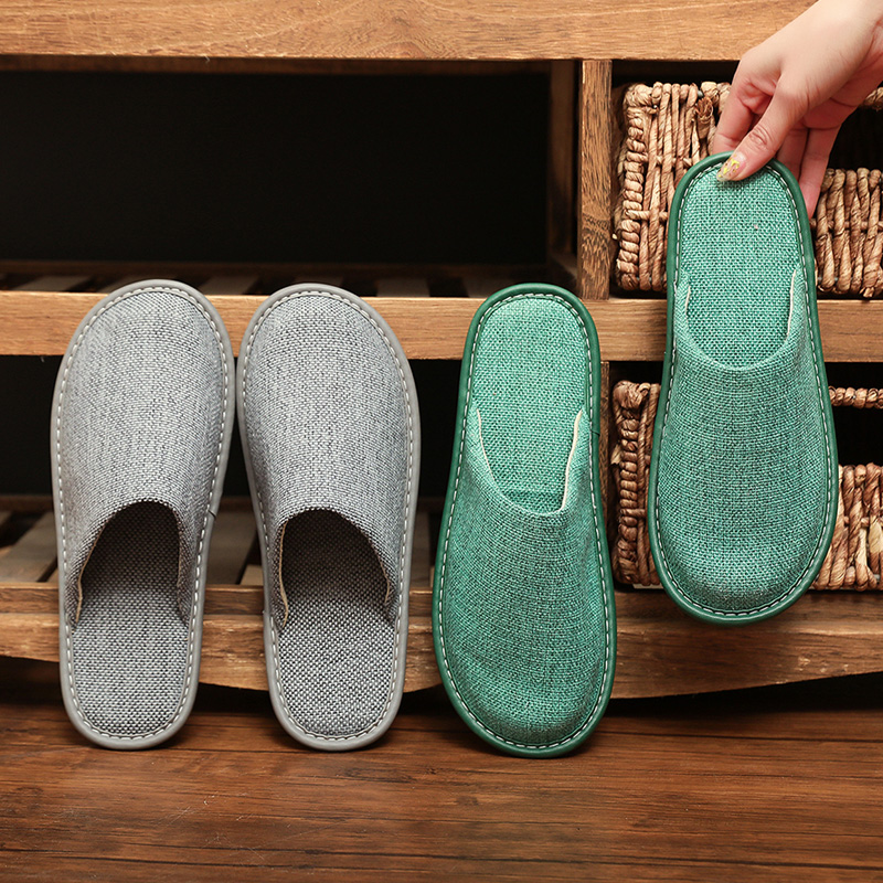 包头布艺拖鞋春秋夏季男女居家用室内木地板防滑软底静音情侣四季