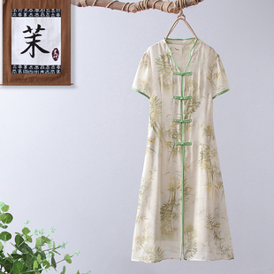 气质妈妈夏装新中式碎花连衣裙中年女洋气过膝裙中老年人显瘦裙子