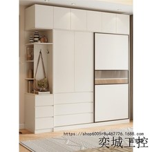 实木小户型推拉门移门滑门衣柜现代简约卧室家用组装大衣橱储物柜