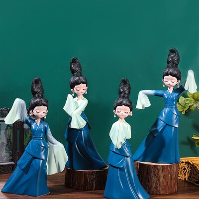 创意国潮古风只见青绿摆件家居中式工艺品女孩少女心礼物景点礼品