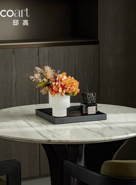 邸高家居 商业空间样板间会议室桌面摆件 洽谈桌托盘Y插花花瓶搭