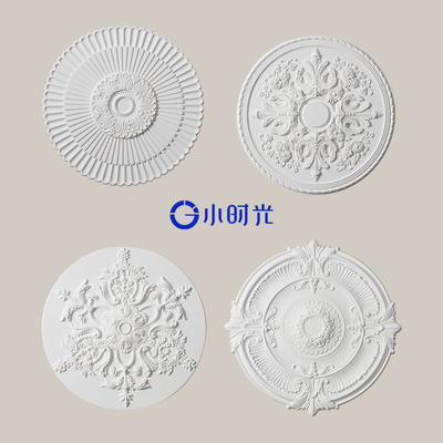 法式灯盘pu线条水波纹石膏灯盘欧式吊灯灯池装饰美式吊中古风圆盘