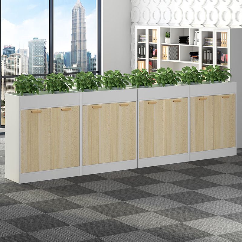 办公室桌边柜绿植隔断花槽柜文件储物柜组合矮柜屏风档案柜遮挡柜