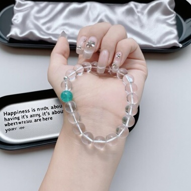 喜饰白水晶天河石手链女送闺蜜女友礼物净体转运珠玛瑙玉髓手串