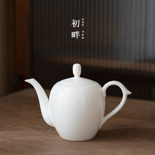 单壶 德化白瓷羊脂玉瓷贵妃壶手工家用小茶壶陶瓷中国风小号老中式