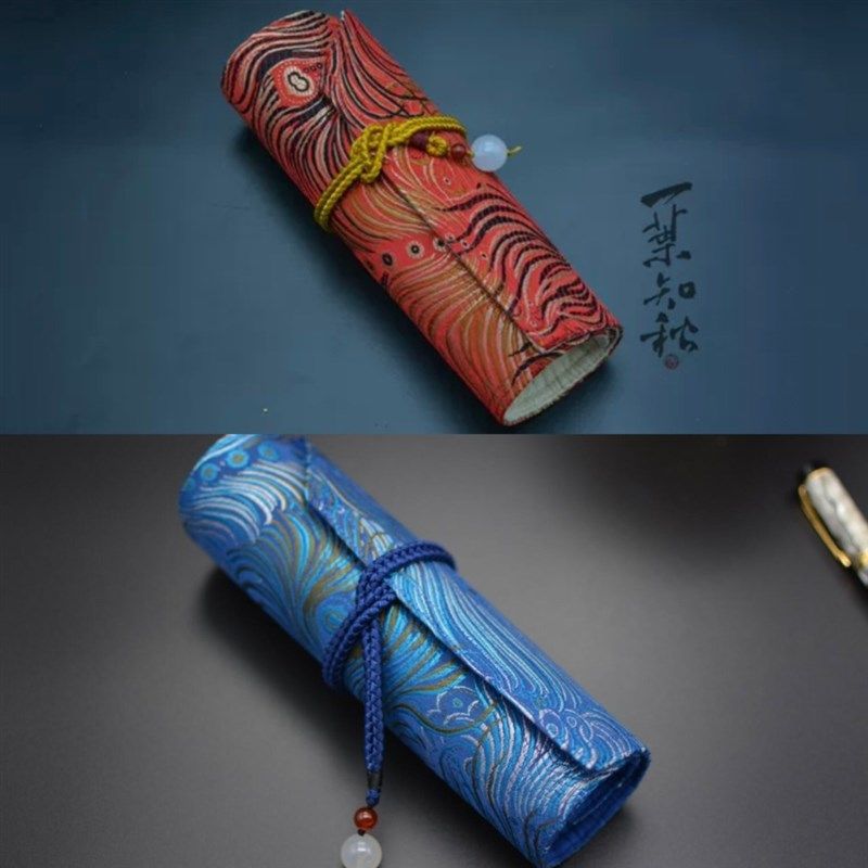 包邮一叶知秋手作 笔帘霓裳 织锦缎手工布艺钢笔笔帘笔袋笔包古风图片