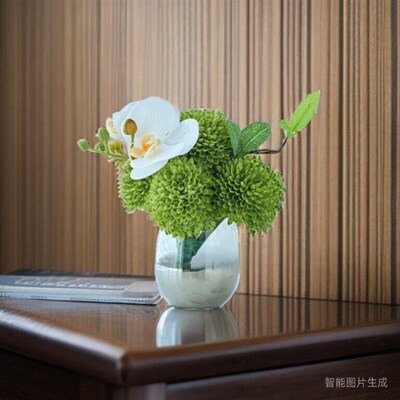 酒店圆桌摆花餐桌花大圆桌转盘装饰花桌面摆花圆桌花假花仿真花卉
