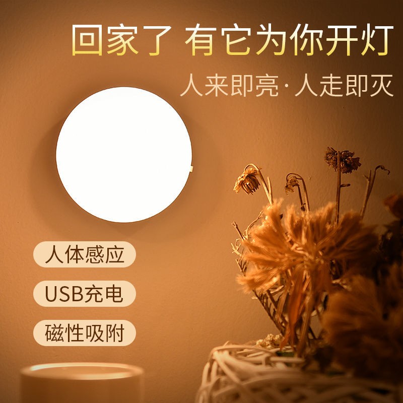 入户感应灯进门口自动无线人体智能充电1w瓦一常亮节能led小夜灯