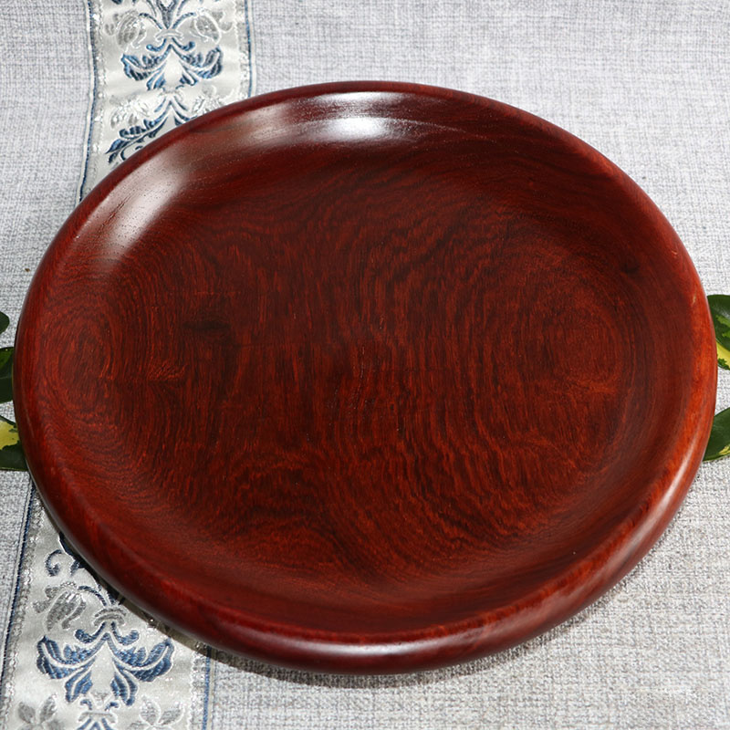 红木干果盘小茶盘花梨木中式家居摆件实木质干泡台托盘厚实30厘米