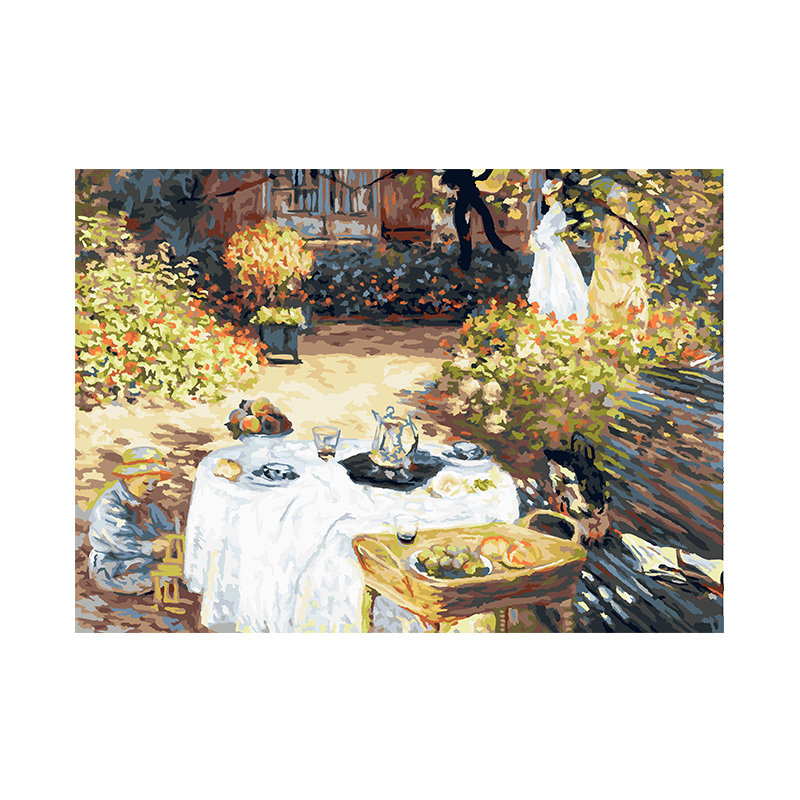 自油自画 数字油画diy 客厅卧室手绘风景欧式油彩画莫奈名画 午宴