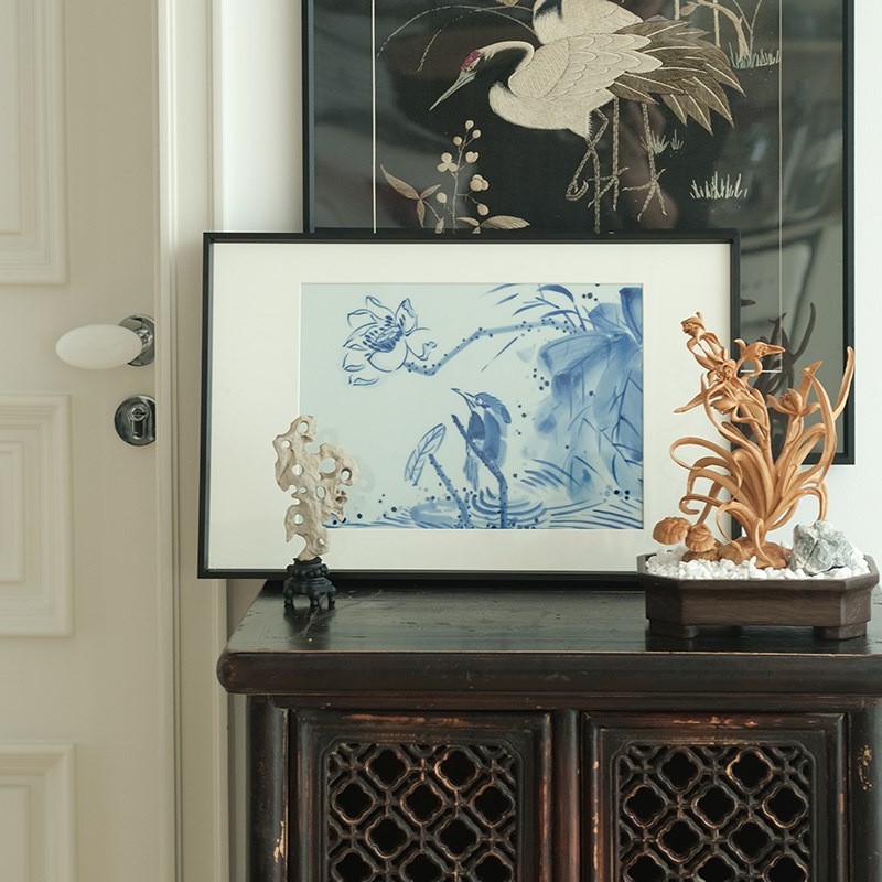ladylike 新中式青花瓷板画 客厅装饰画沙发背景墙挂画玄关摆件图片