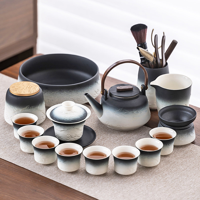 2024新款功夫茶具套装家用办公会客盖碗茶壶侧把壶茶杯六君子茶盘