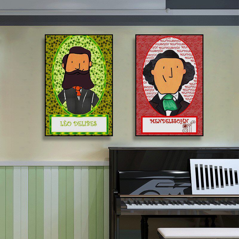 音乐家装饰画钢琴上方挂画贝多芬肖像海报培训机构钢琴店教室壁画 - 实物图