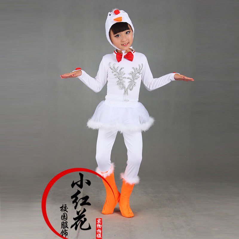 元旦咏鹅表演出服女儿童大白鹅向天歌舞蹈手偶套幼儿园发箍道具新图片