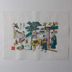 陕西凤翔木版年画木板年画装饰画手工工艺品民俗风情画门神门心画