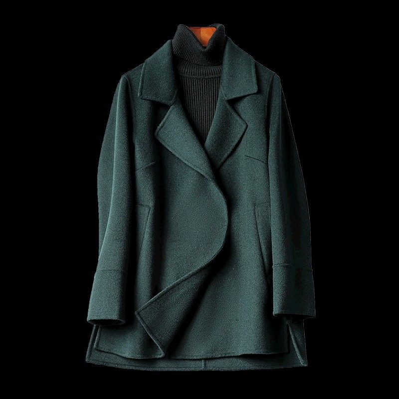 M2女装2021年秋冬新款羊毛呢子大衣宽松大码双面呢毛呢西装外套