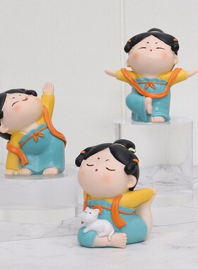 治愈新中式唐仕女笔筒摆件飘窗玄关摆件高级感小众治愈装饰小摆件