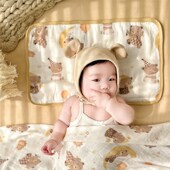 婴儿枕巾竹棉纱布云片枕枕头纱布新生儿平枕浴巾包巾双层纱布盖毯
