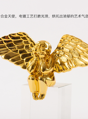 北欧创意水晶金属天使摆件简约客厅电视柜酒柜壁柜装饰样板房摆设