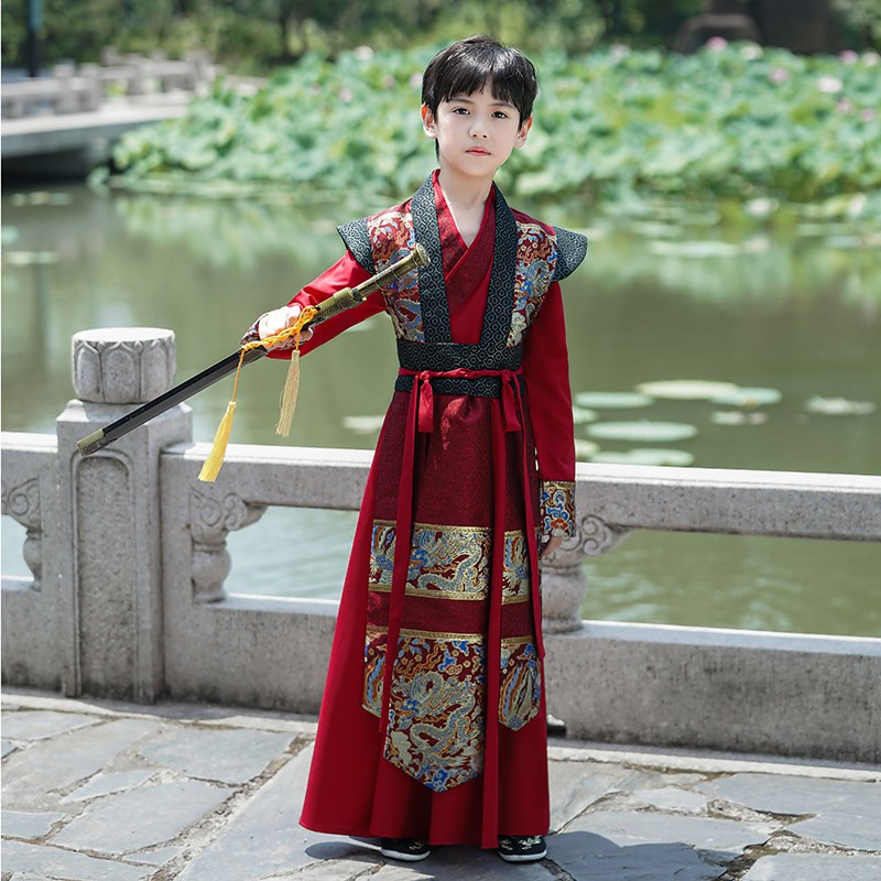 男童汉服女童花木兰服装侠客风剑客飞鱼服儿童古装演出服唐装秋季图片