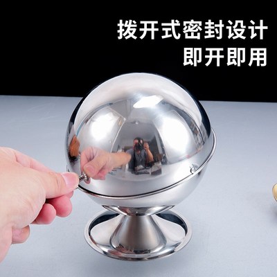 不锈钢糖盐罐套装调味罐瓶调料盒地球形糖盅零食罐桌面收纳罐翻盖