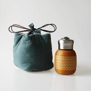 竹丝扣瓷茶具瓷胎竹编保温杯便携水壶304不锈钢水杯特色手工茶杯