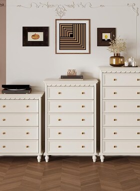 美式实木储物柜收纳柜简美卧室四五六斗橱客厅法式七斗柜奶油风
