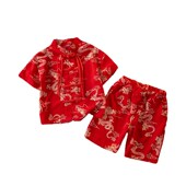 宝宝周岁礼服新中式 套装 儿童唐装 古风短袖 潮 夏季 汉服男童国风夏装