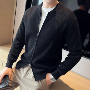秋冬高级感拉链针织衫外套男上衣保暖毛衣开衫外穿毛衫休闲毛线衣