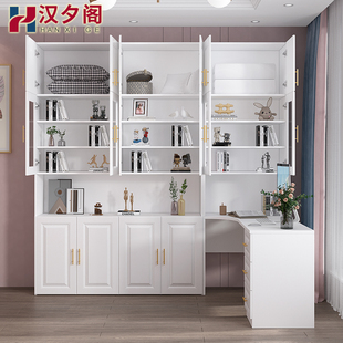 书房转角电脑桌书柜隐形床一体组合午休伸缩折叠床家用办公桌CH15