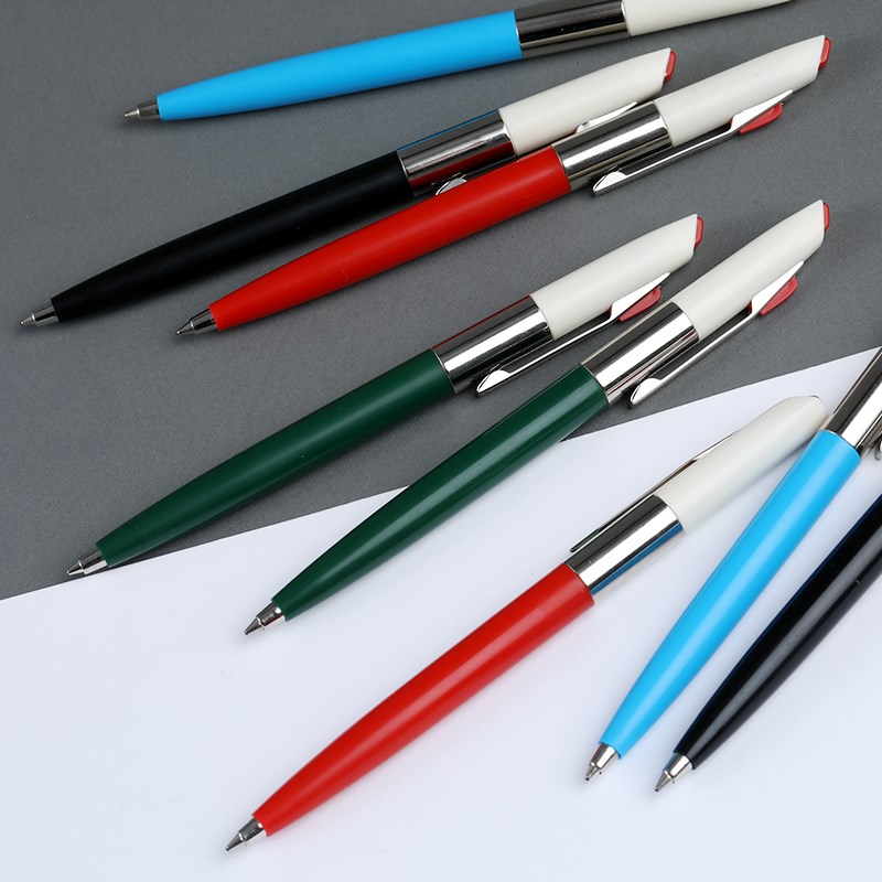 匈牙利ICO复古撞色圆珠笔70年代复刻版按动原子签字笔蓝黑色0.7