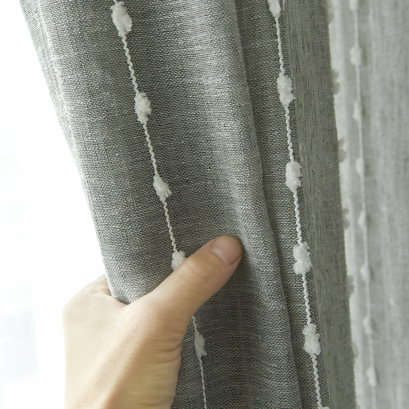 竖条纹薄纱窗帘窗纱布料客厅卧室阳台餐厅简约现代落地窗高档窗帘