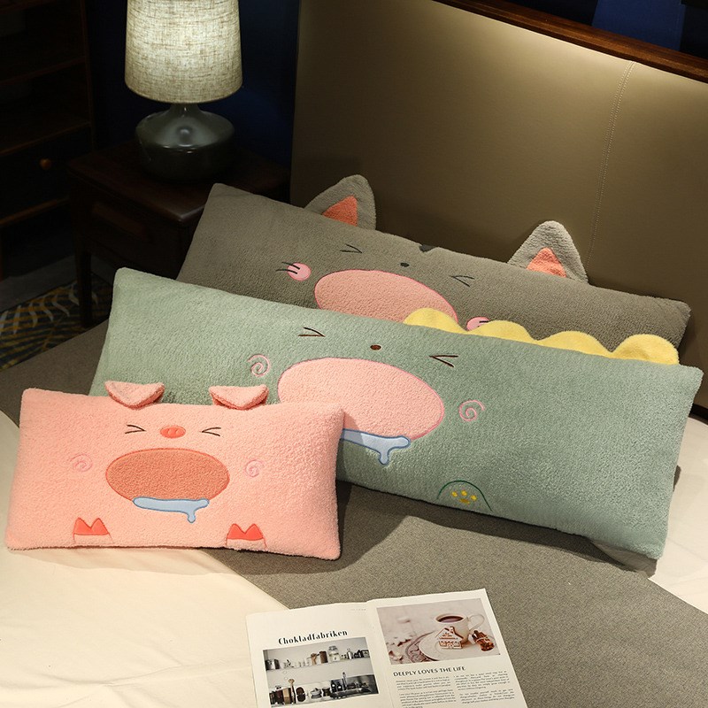 可爱长条双人枕头情侣长条一体带枕套枕芯女生宿舍男生单人枕靠枕