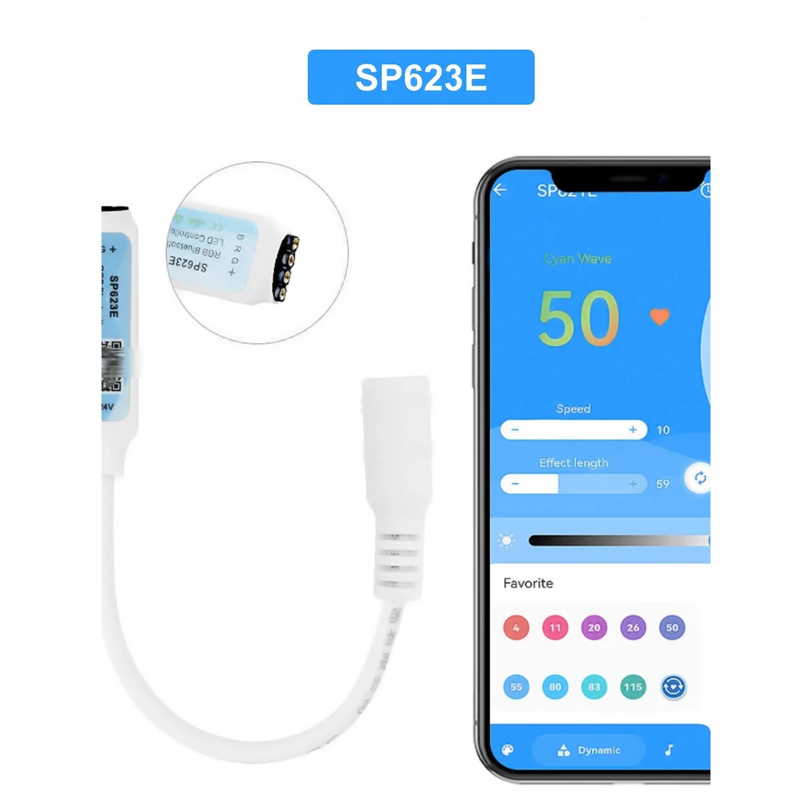 RGB灯带音乐控制器LED七彩灯条分组控制手机蓝牙APP遥控SP613E