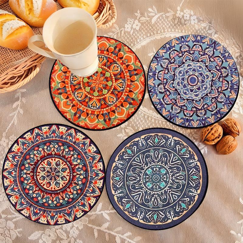 波西米亚家用餐桌隔热垫北欧风圆垫茶台吸水垫防烫防滑杯垫餐盘垫