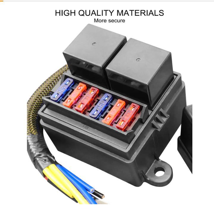 2路80A12V-24V保险盒预接线保险丝盒 拖车用带线束继电器盒