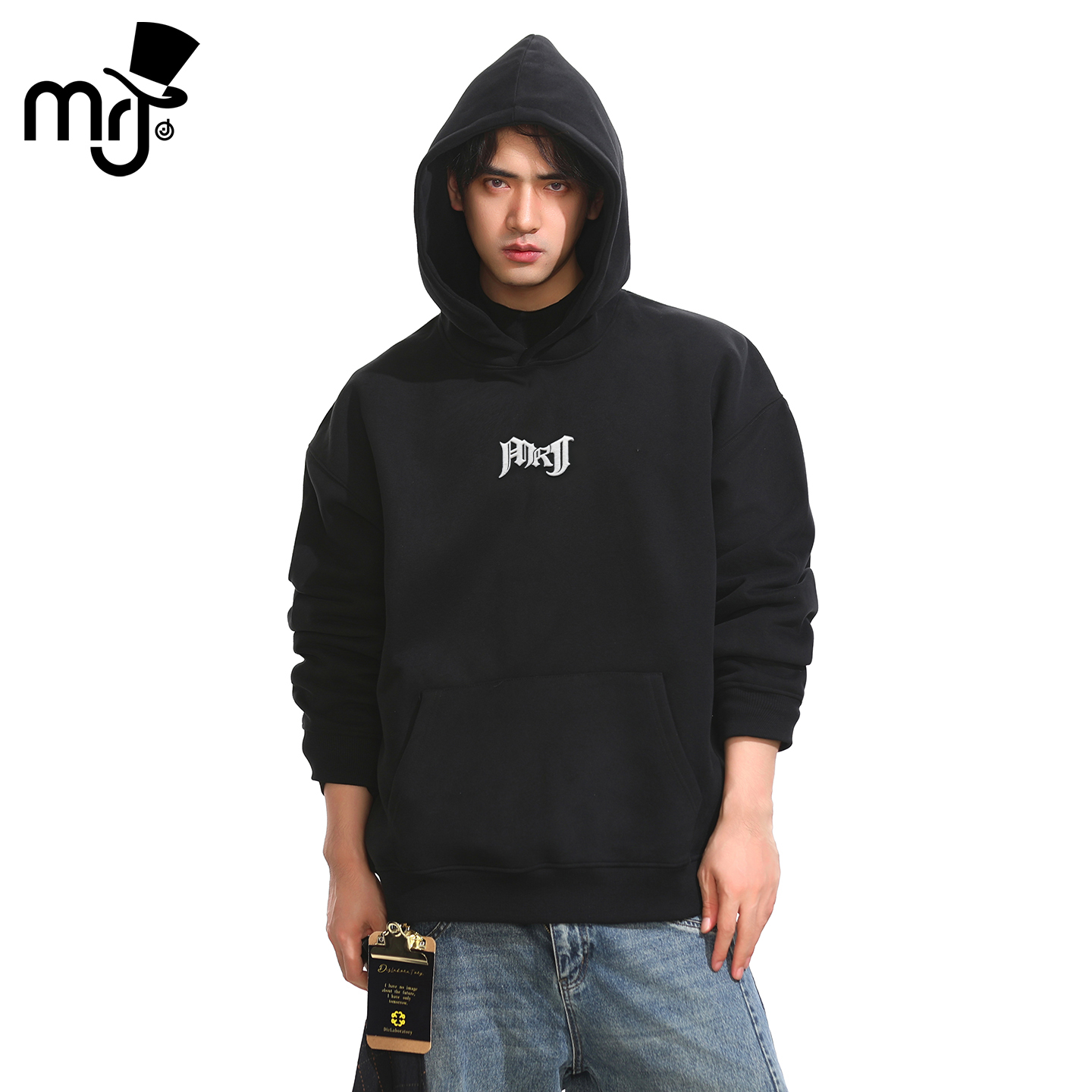 周杰伦原创品牌MRJ印花连帽卫衣