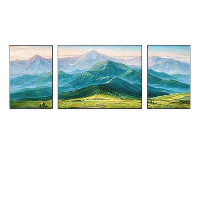 有山无水靠山图客厅沙发背景墙三联画巨人山景挂画东西墙青山壁画