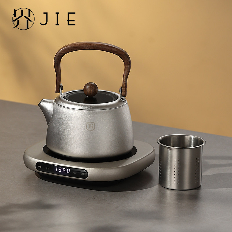 茶小北纯钛烧水壶黑晶炉煮茶家用办公室围炉煮茶大功率超薄快煮壶