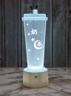 创意奶茶杯3d小夜灯usb插电卧室床头台灯酒吧台氛围灯创意礼品灯