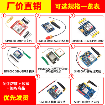 GSM模块GPRS短信语音电话开发板 SIM800A/C/L/900A 无线TC35i A9G