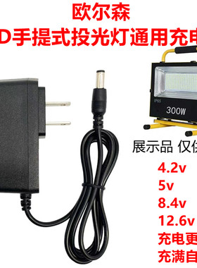欧尔森LED手提式投光灯便携充电应急户外4.2V 8.4V 12.6V充电器线