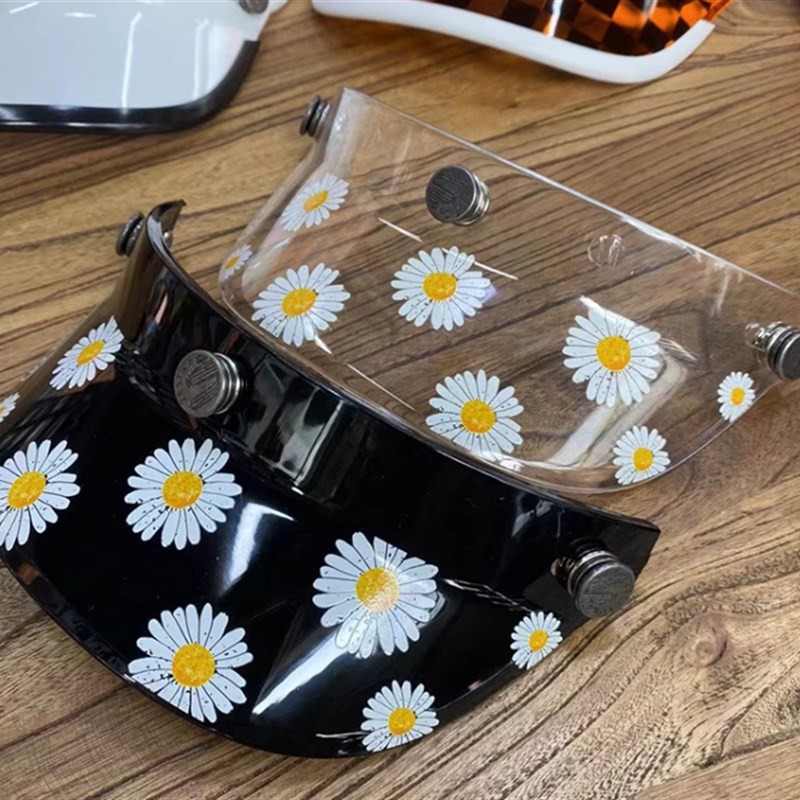 台湾ZEST黑白棋盘格复古骑士头盔帽檐遮阳防风三扣可调节装饰帽檐