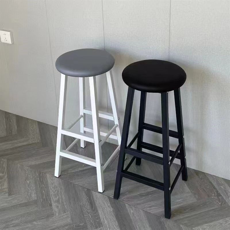 吧台高脚凳现代铁艺高椅奶茶店酒吧椅家用靠背款高脚桌椅