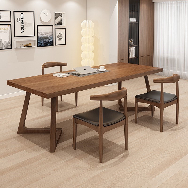 客厅大长书桌茶桌一体两用实木大板家用办公桌简约学习桌工作台