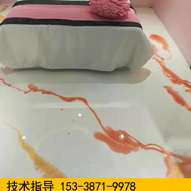 新型白色水墨室内家用环氧树脂耐磨自流水泥地面漆仿大理石地坪漆