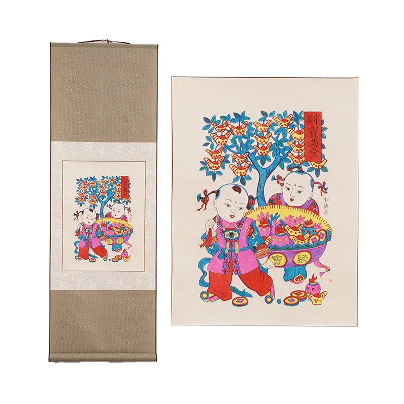 卷轴挂画高档装裱年画潍坊杨家埠木版年画传统手工艺制作新年装饰