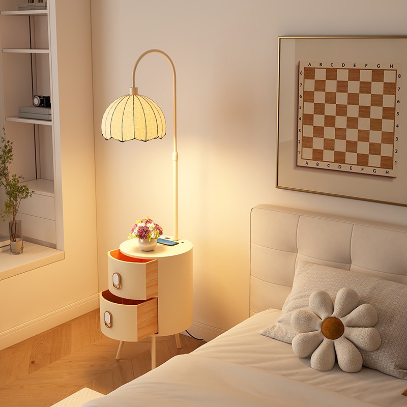 床头柜台灯一体边几置物落地灯客厅沙发旁卧室书房奶油风氛围感