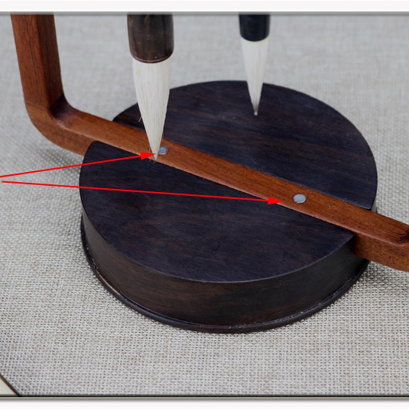 明式毛笔架笔挂 花梨木烟雨云山7针毛笔架 创意文房四宝送礼