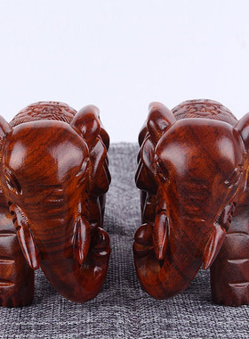 梨木雕大象实木家居客厅电视柜装饰品招财木质雕刻工艺品